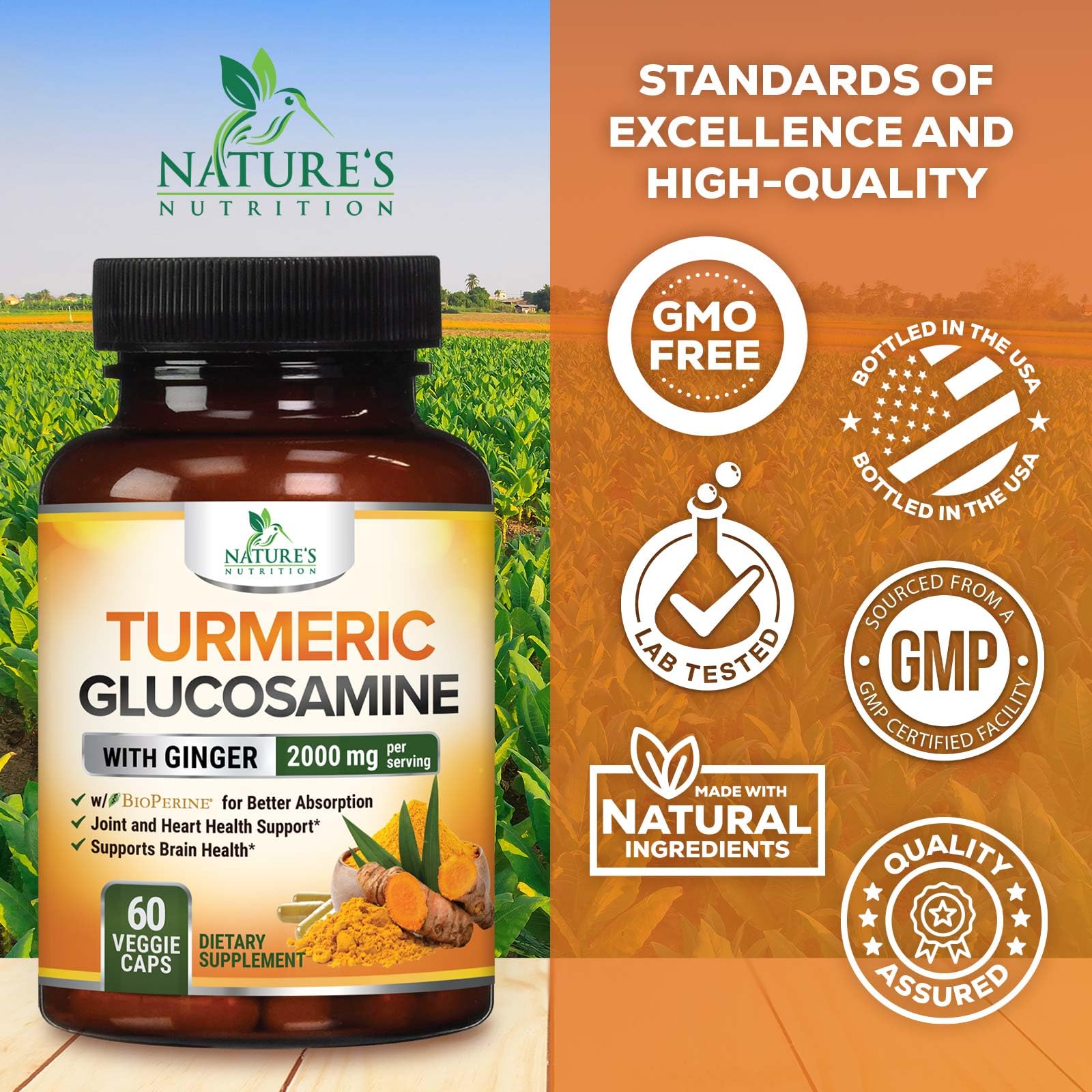 Nature's Nutrition cápsulas de glucosamina para movilidad diaria