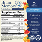 Nature's Nutrition gominolas cerebro, botella mostrada, dosis diaria para enfoque sostenido