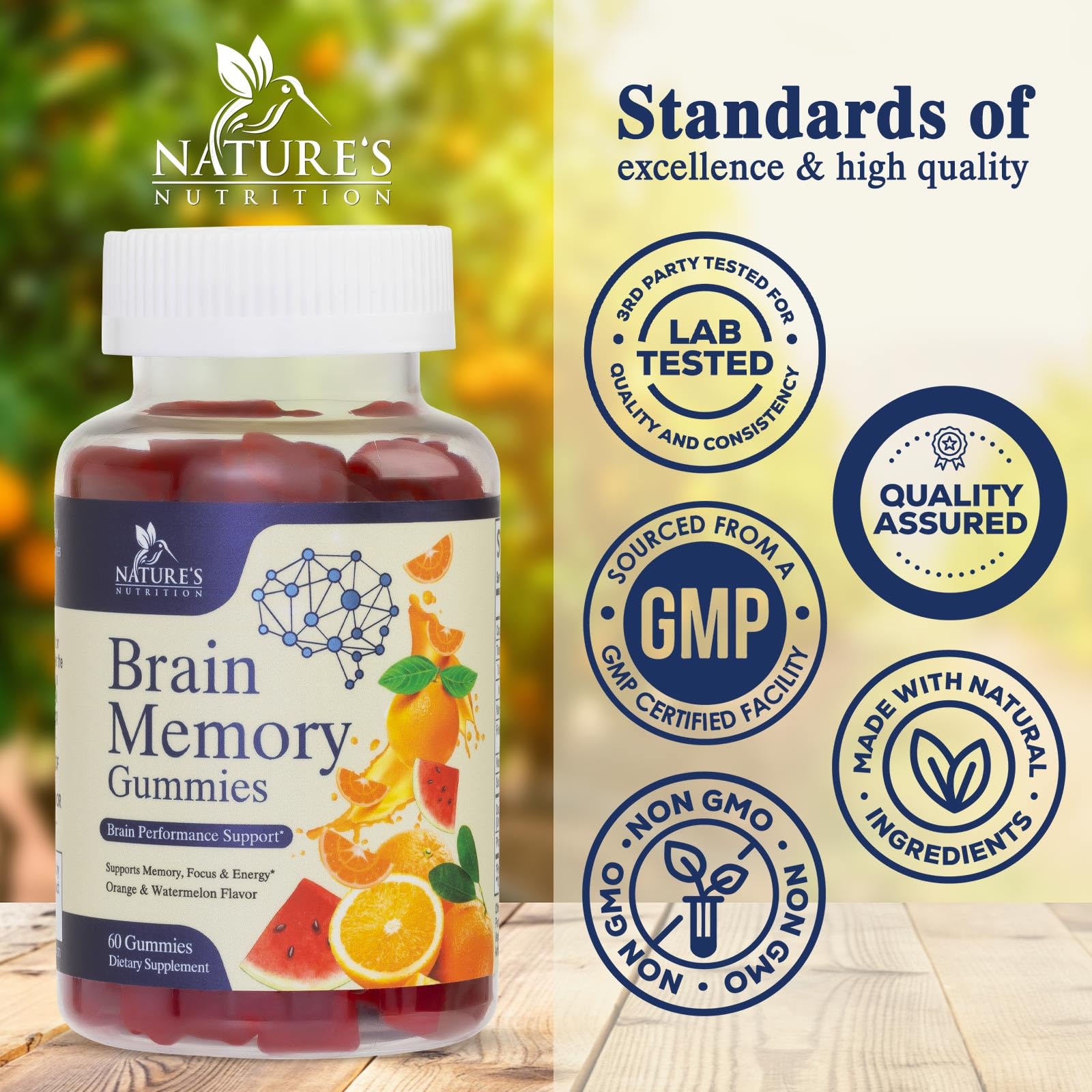 Nature's Nutrition gominolas cerebro, enfoque en fosfatidilserina, soporte para memoria y concentración