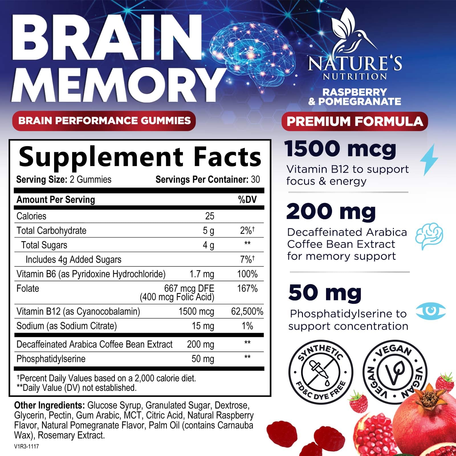 Nature's Nutrition gominolas concentracion-cognitiva para foco sostenido
