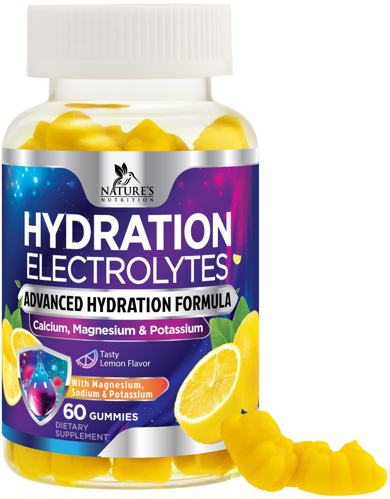 Gominolas Nature's Nutrition para hidratación diaria con sabor limón.