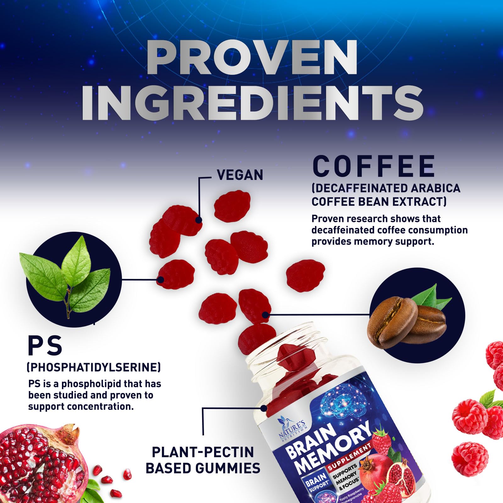 Nature's Nutrition gominolas fosfatidilserina para salud cerebral