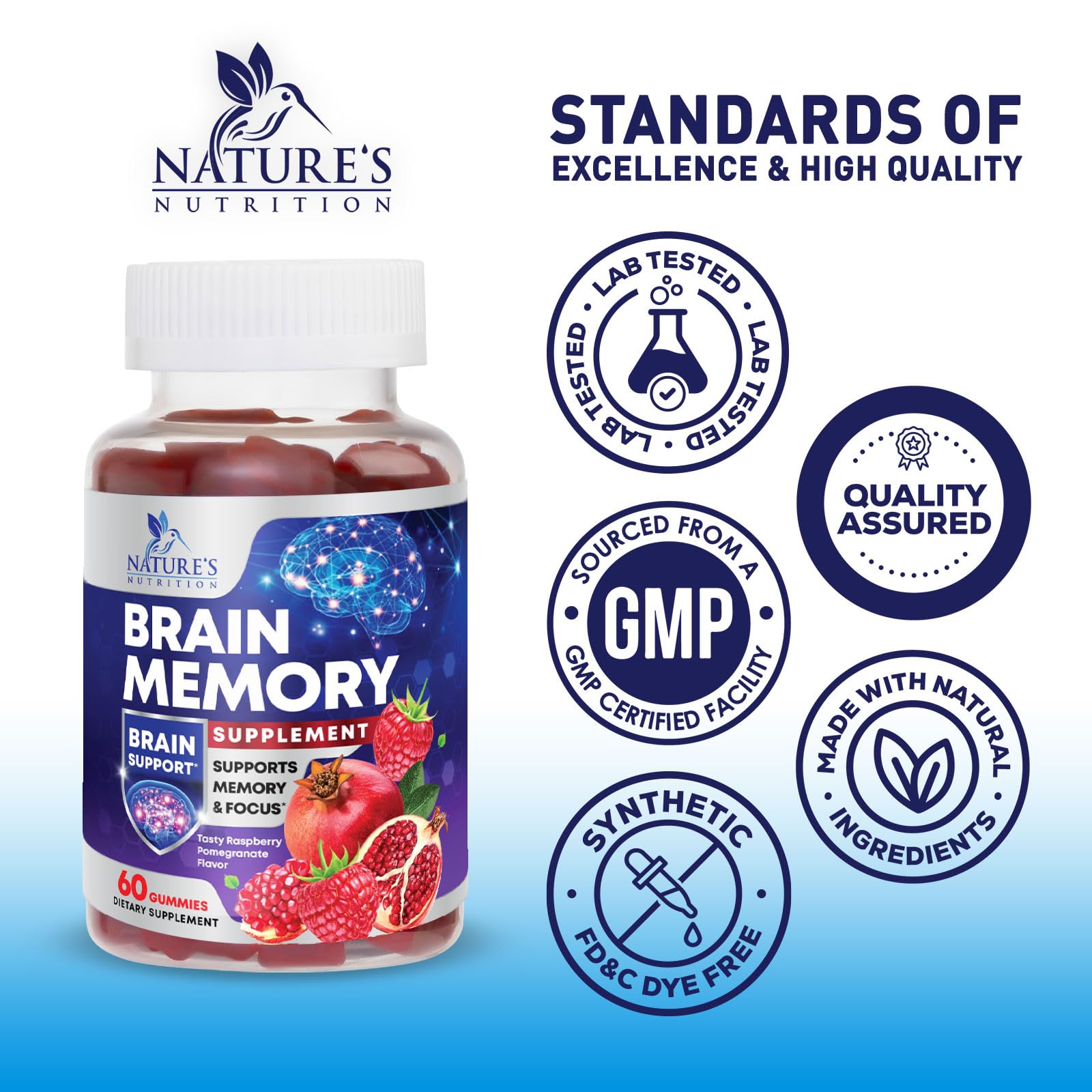 Nature's Nutrition gominolas vitaminas cerebrales diarias para energía mental