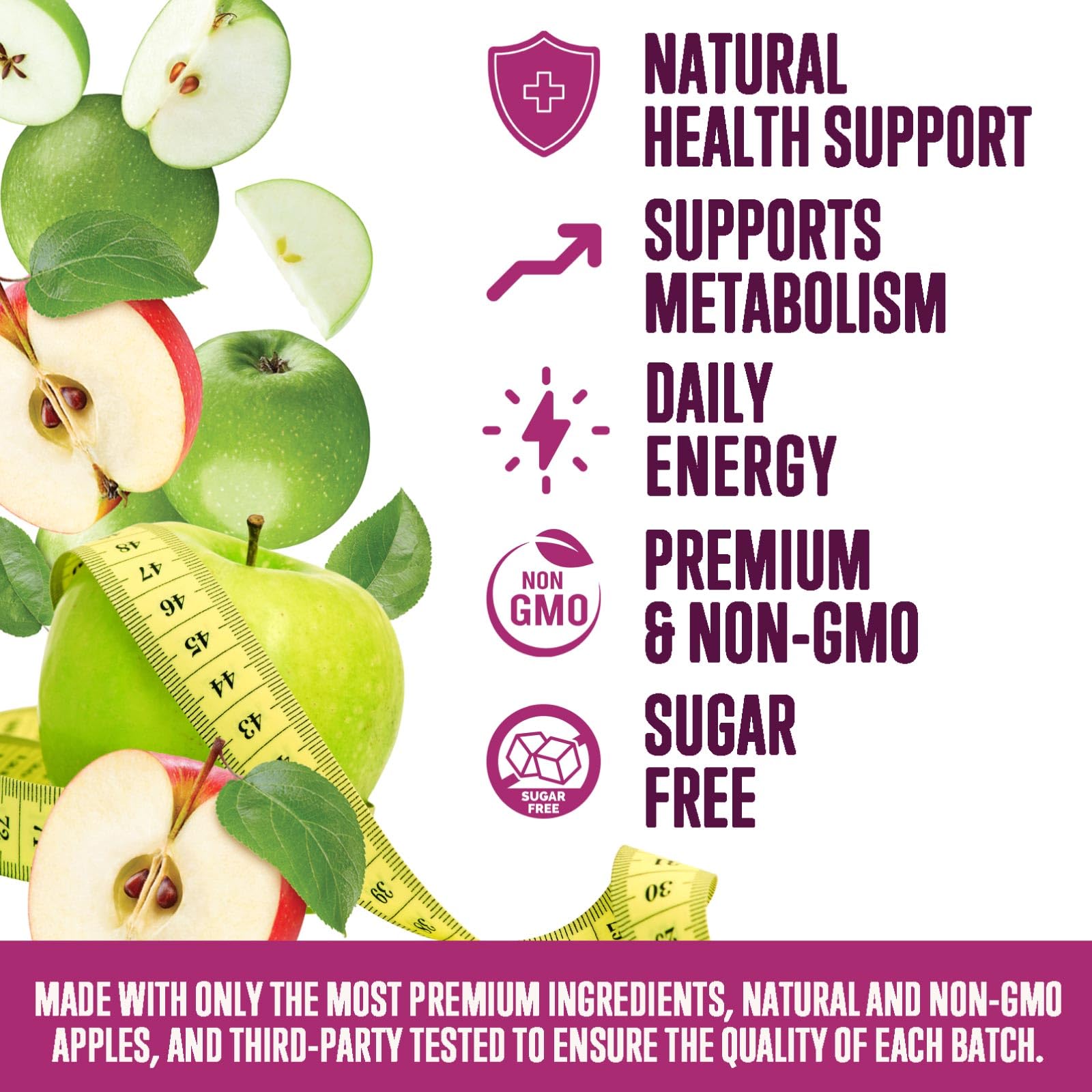 Nature's Nutrition gomitas ACV manzana, etiqueta clara para elegir rápidamente.