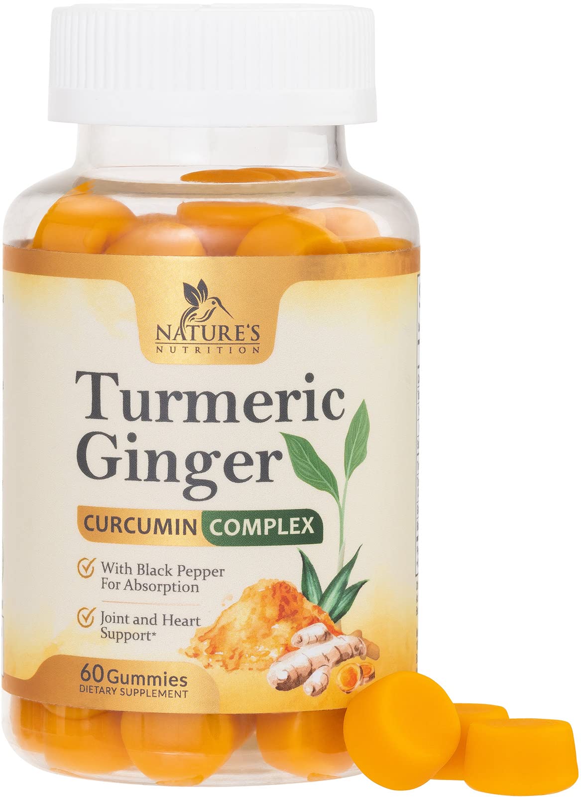 Nature's Nutrition gomitas curcuminoides 95% con durazno, apoyo diario y sabor agradable