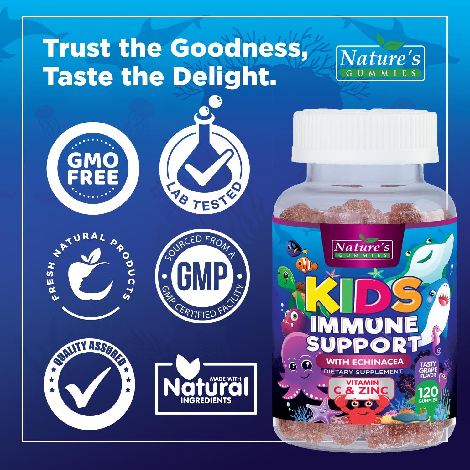Nature's Nutrition gomitas veganas, libres de gluten y sin OGM