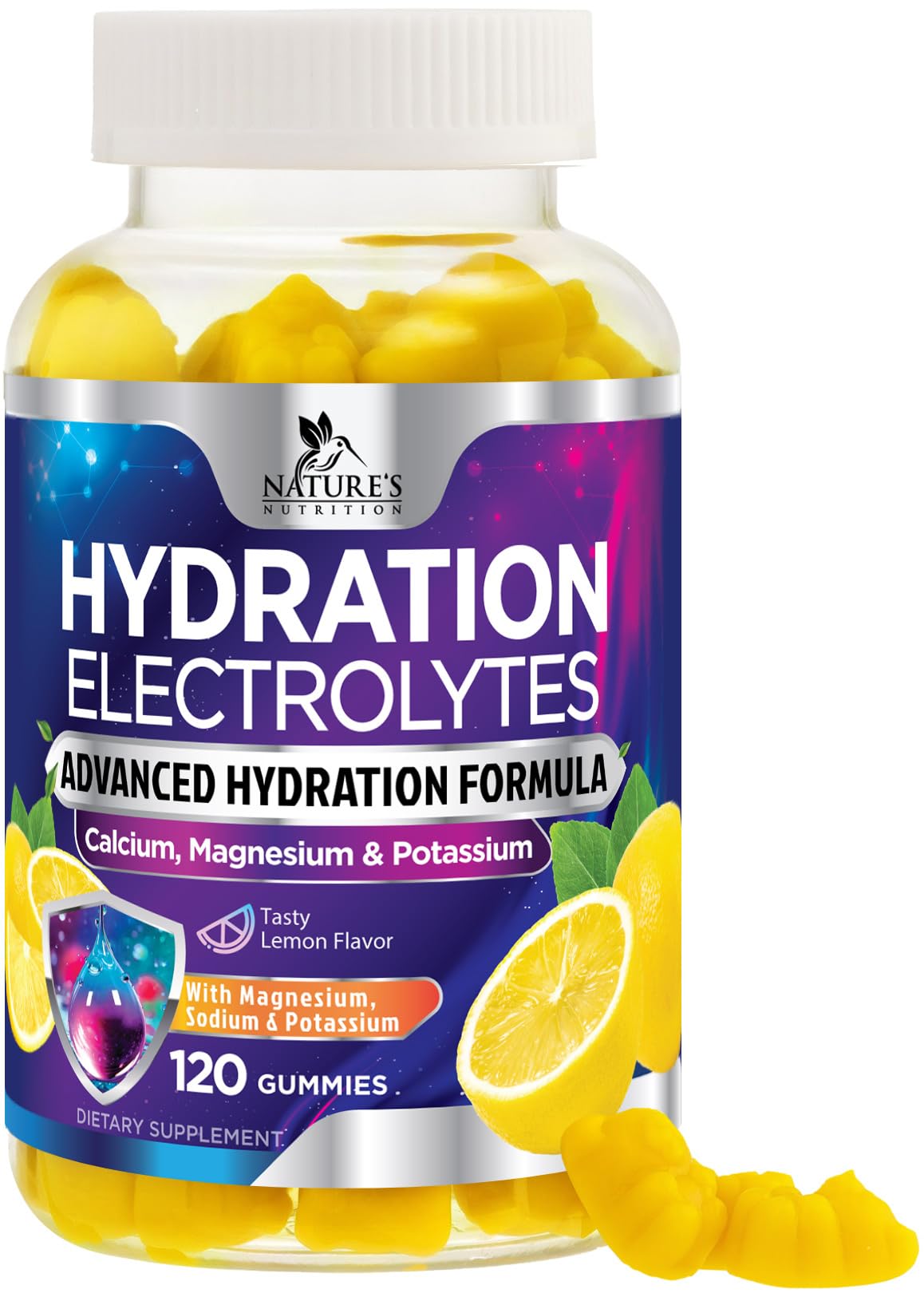 Gomitas Nature's Nutrition electrolitos sabor limon para hidratacion rapida