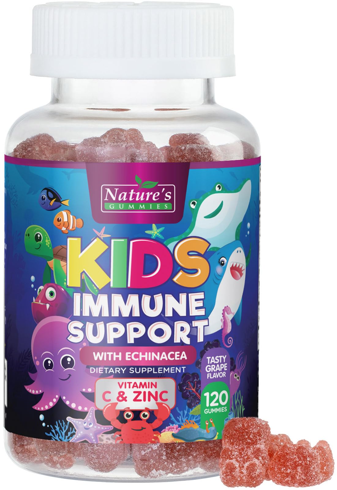 Nature's Nutrition gomitas inmunidad para niños, sabor baya, fácil de masticar