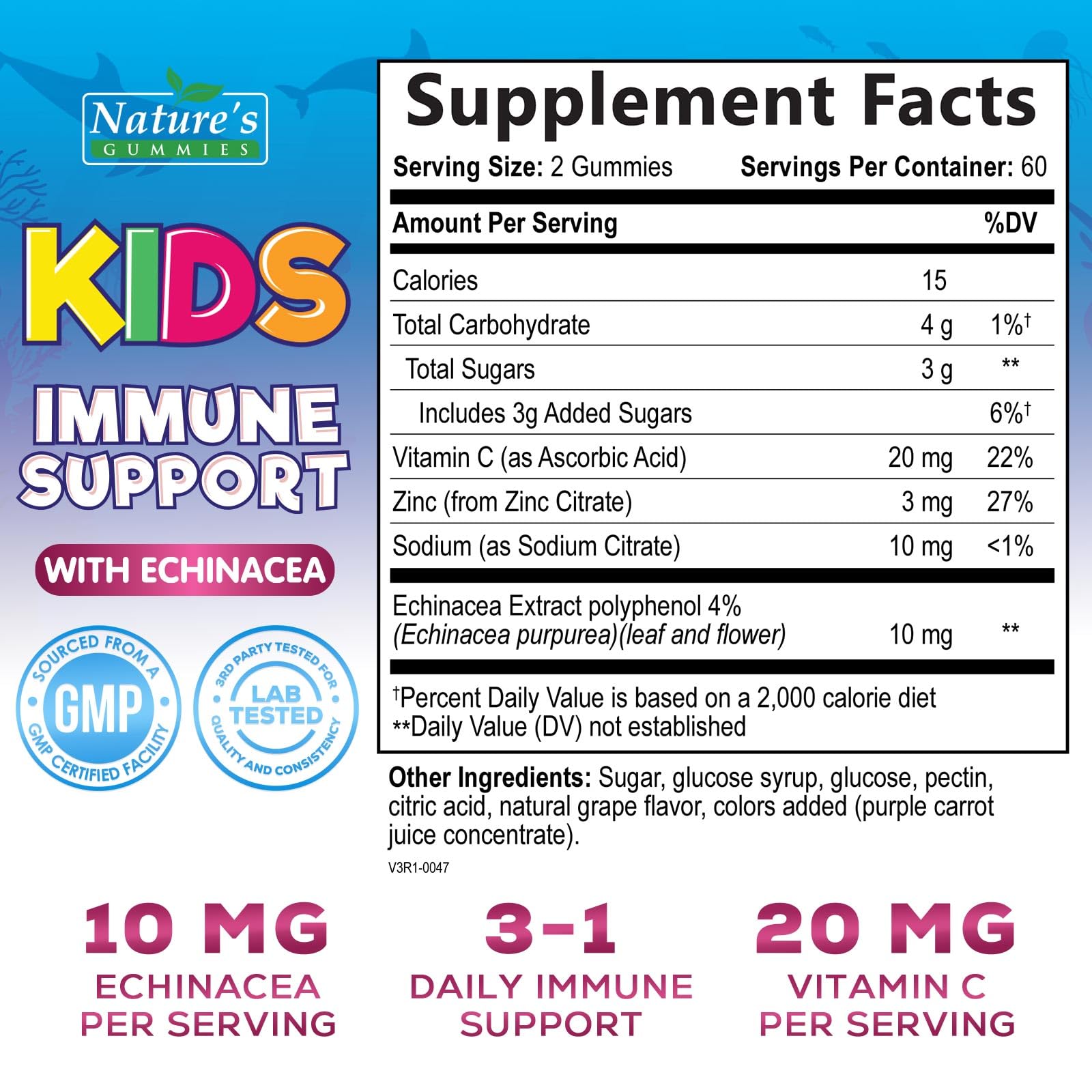 Nature's Nutrition gomitas para niños con vitamina C y zinc para el día a día