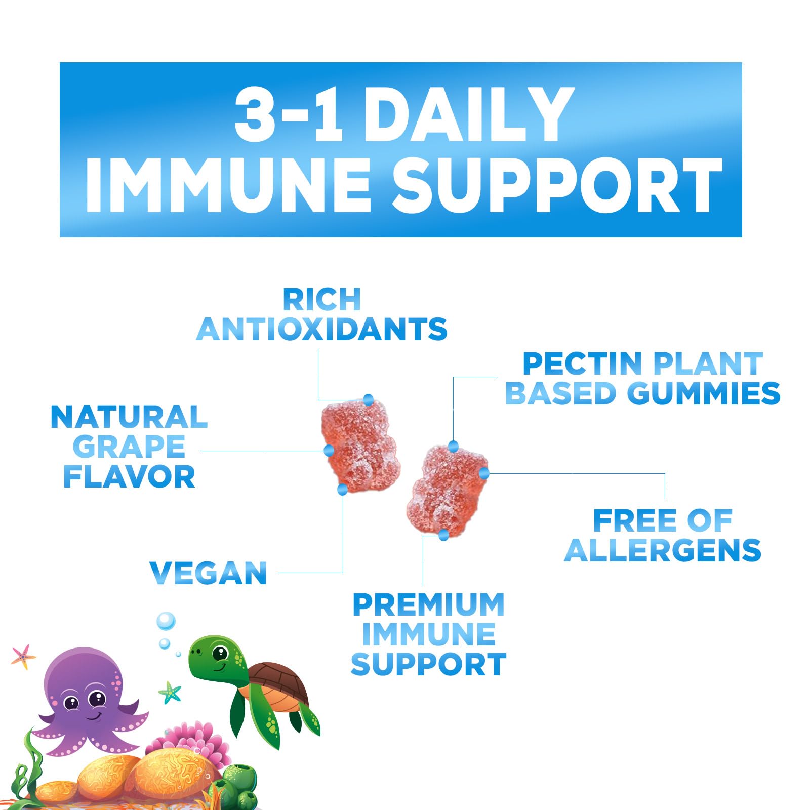 Nature's Nutrition gomitas dosis diarias para el bienestar de los pequeños