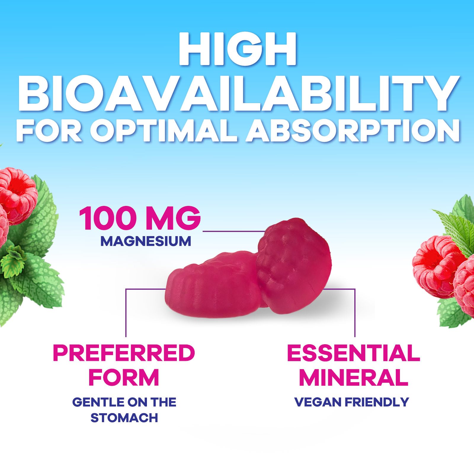 Nature's Nutrition gominolas magnesio citrato, uso diario para adultos y niños.