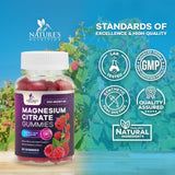 Nature's Nutrition gominolas magnesio citrato, fórmula vegana, puro y confiable.
