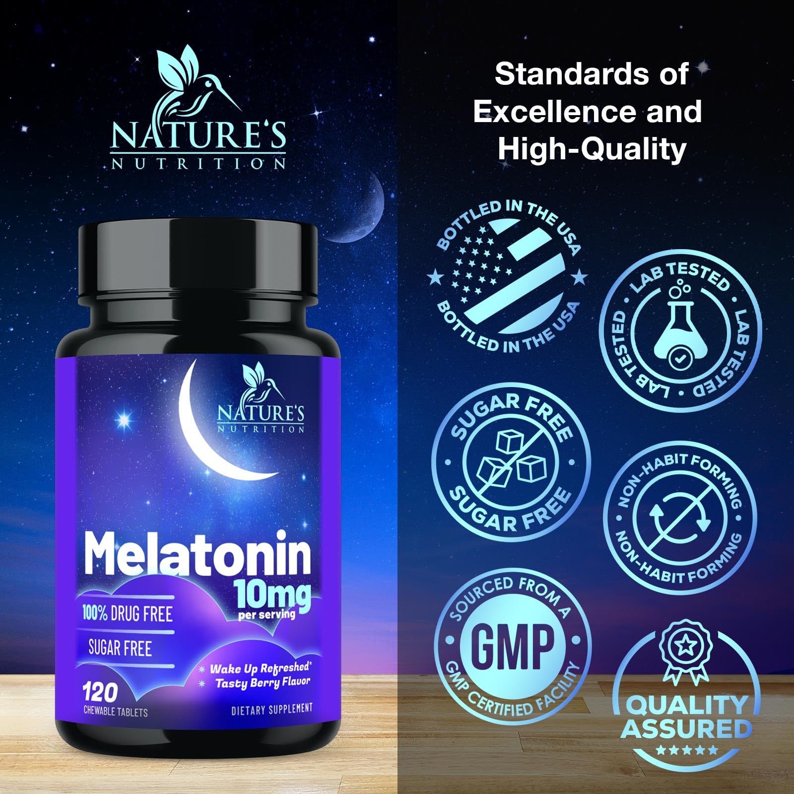 Nature's Nutrition Melatonina, tabletas masticables frambuesa para dormir