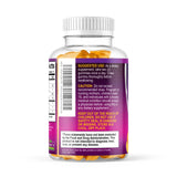 Nature's Nutrition Omega 3 gomitas naranja, información de beneficios en la etiqueta.