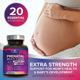 Nature's Nutrition Prenatal ácido fólico visible en etiqueta para soporte general.