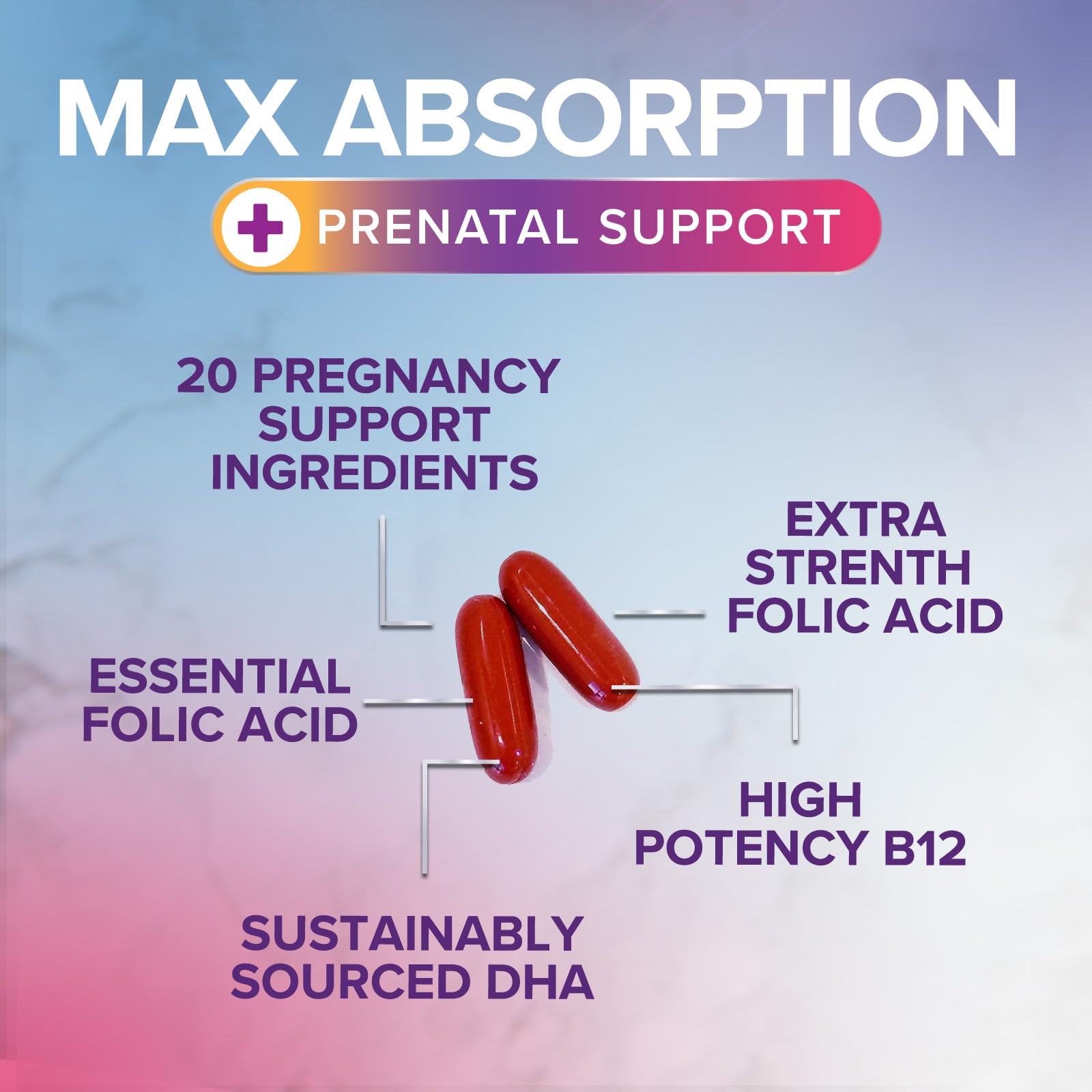 Nature's Nutrition Prenatal cápsulas blandas cerca muestran textura suave.