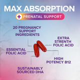 Nature's Nutrition Prenatal cápsulas blandas cerca muestran textura suave.