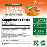 Nature's Nutrition Turmeric Curcumin, polvo de cúrcuma orgánica para consumo diario.