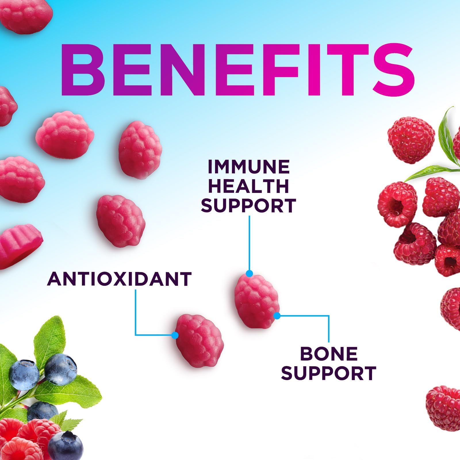 Nature's Nutrition Zinc 50mg Gummies, envase portátil para llevar en la bolsa diaria.