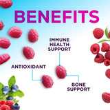 Nature's Nutrition Zinc 50mg Gummies, envase portátil para llevar en la bolsa diaria.