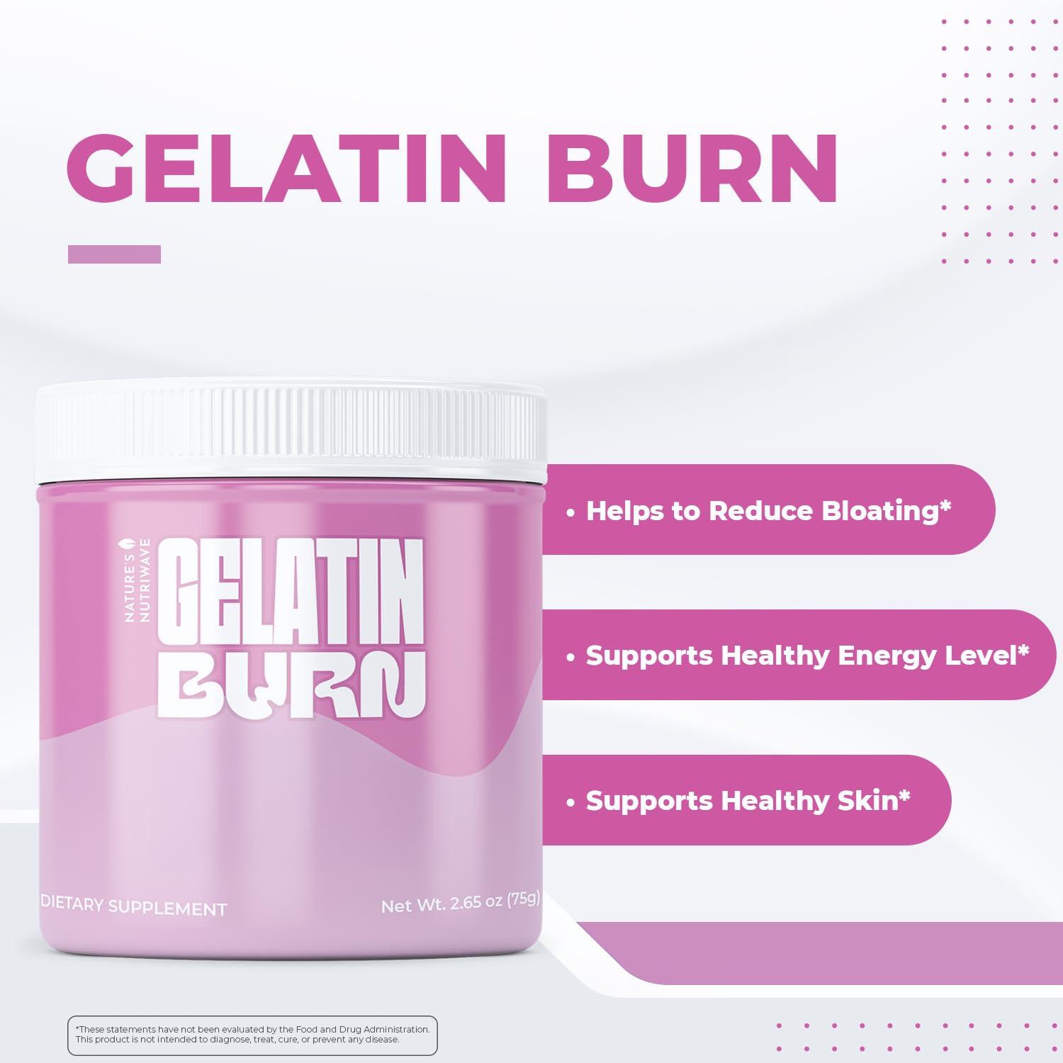 Nature’s NutriWave Gelatin Burn, cucharada medidora, dosis precisa para hábitos diarios
