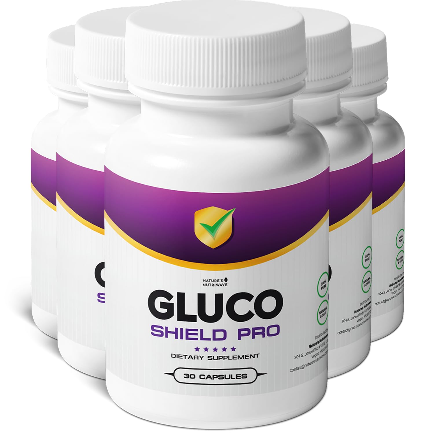 Nature’s NutriWave GlucoShield Pro: botella con cápsulas para apoyo diario