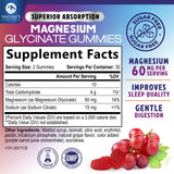 Nature's Peak botella gomitas magnesio glicinato, etiqueta clara para elegir dosis y uso diario.