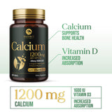Nature's Peak Calcio 1200 etiqueta nutricional clara para apoyar huesos.