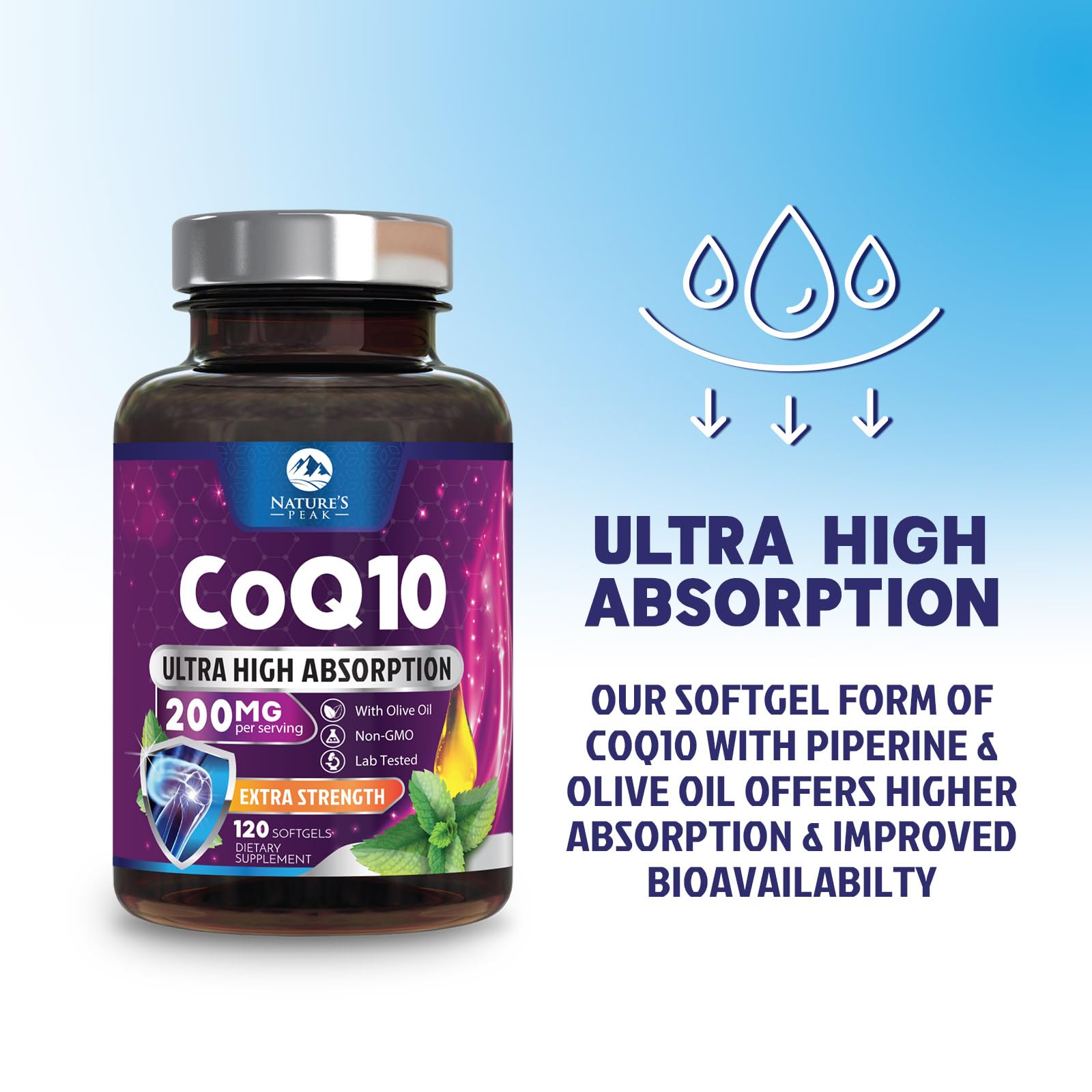 Nature's Peak CoQ10 probado por terceros para calidad y pureza