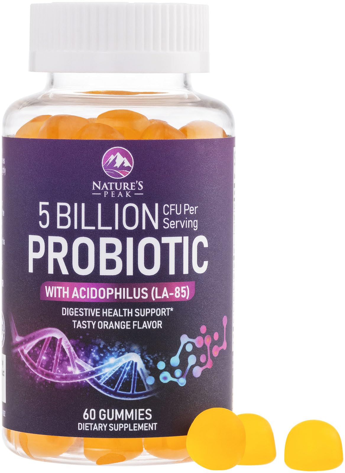 Nature's Peak gomitas probióticas en frasco para apoyo digestivo diario