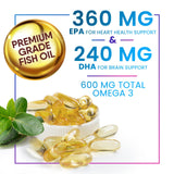 Frasco transparente de Nature's Peak Omega-3 mostrando el envase.