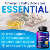 Nature's Peak Omega3 cápsulas suaves visibles; diseño cómodo para tragar.