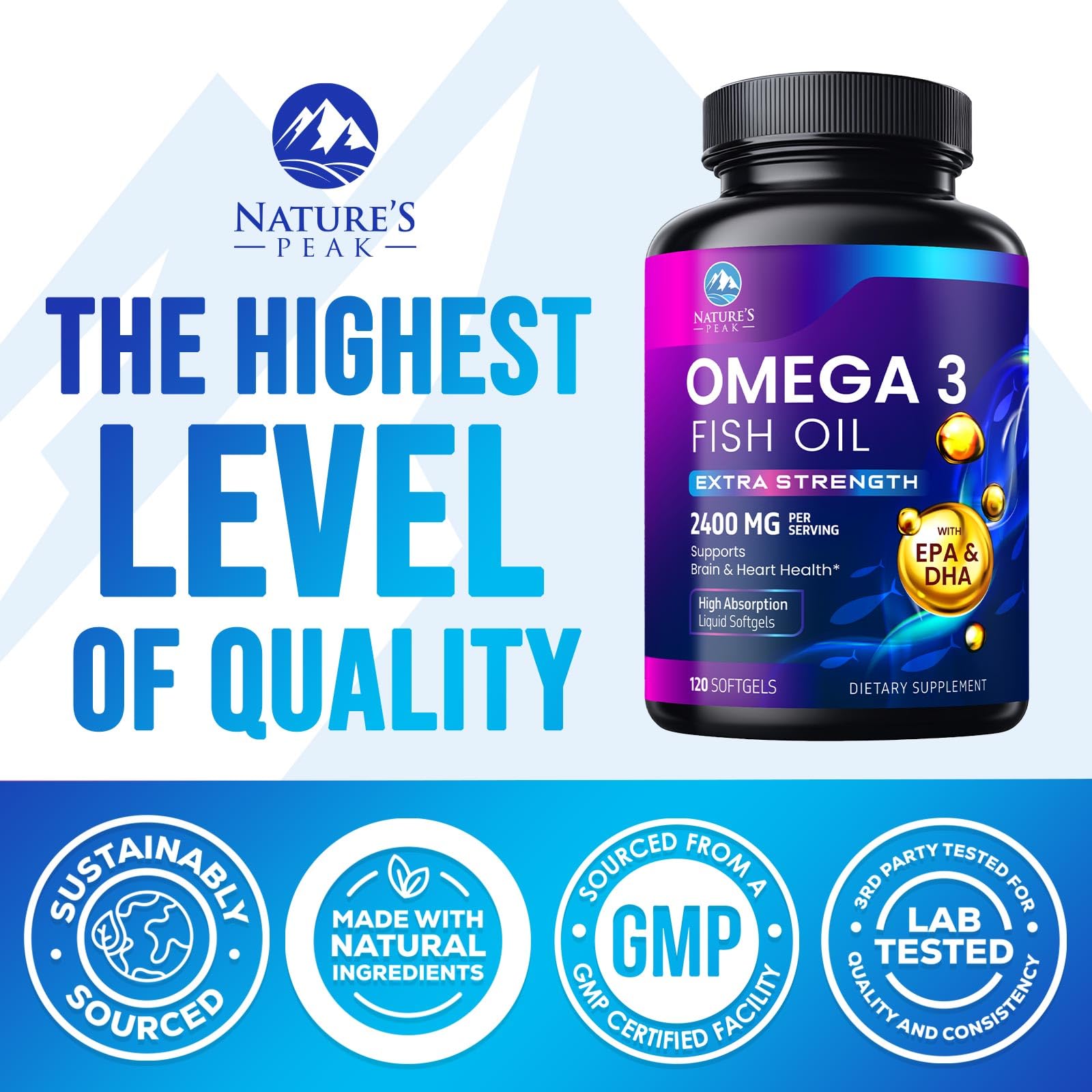 Etiqueta Clean Label de Nature's Peak Omega-3 para confianza.