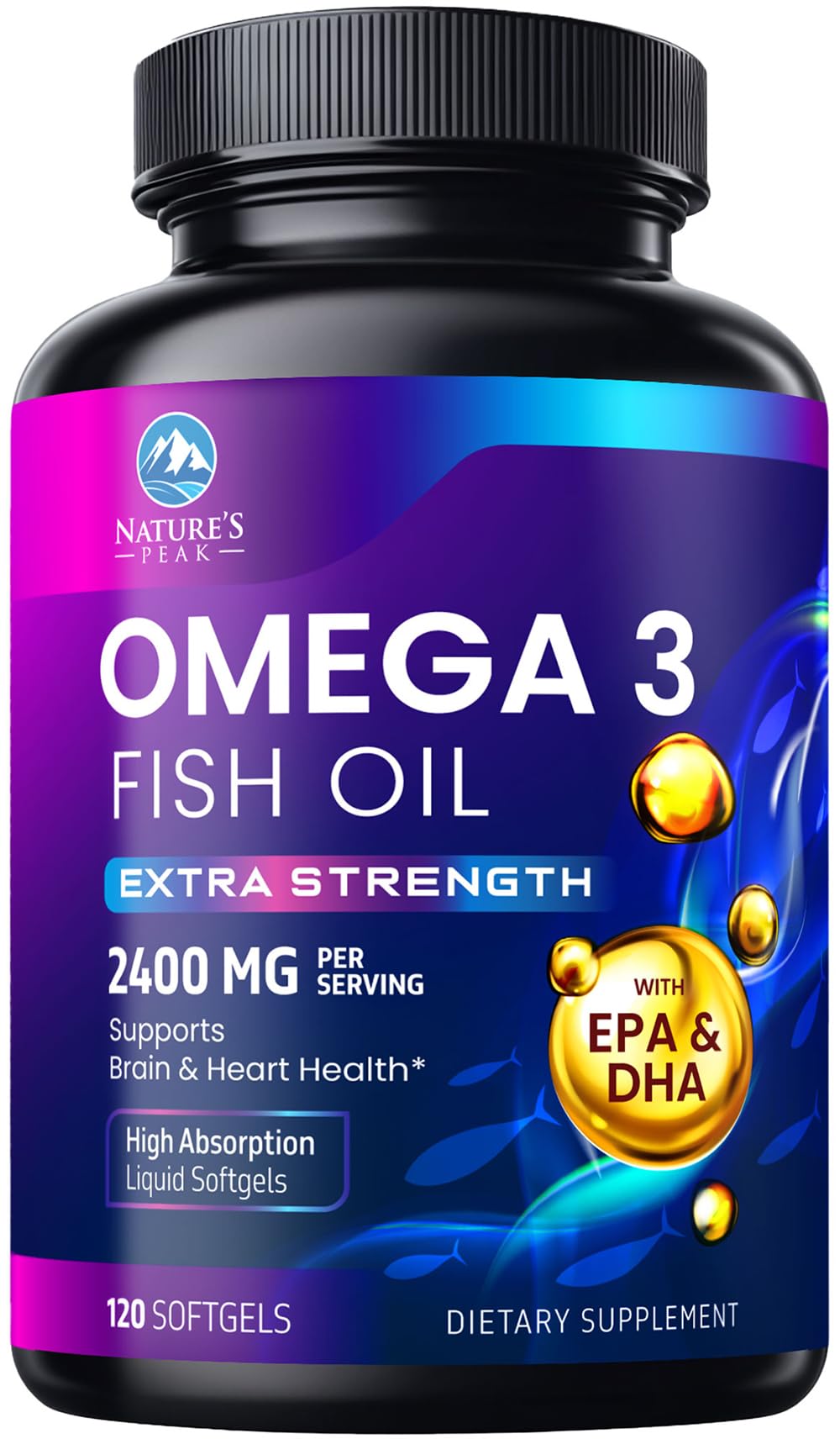 Nature's Peak Omega-3 triple fuerza cápsulas suaves para uso diario.