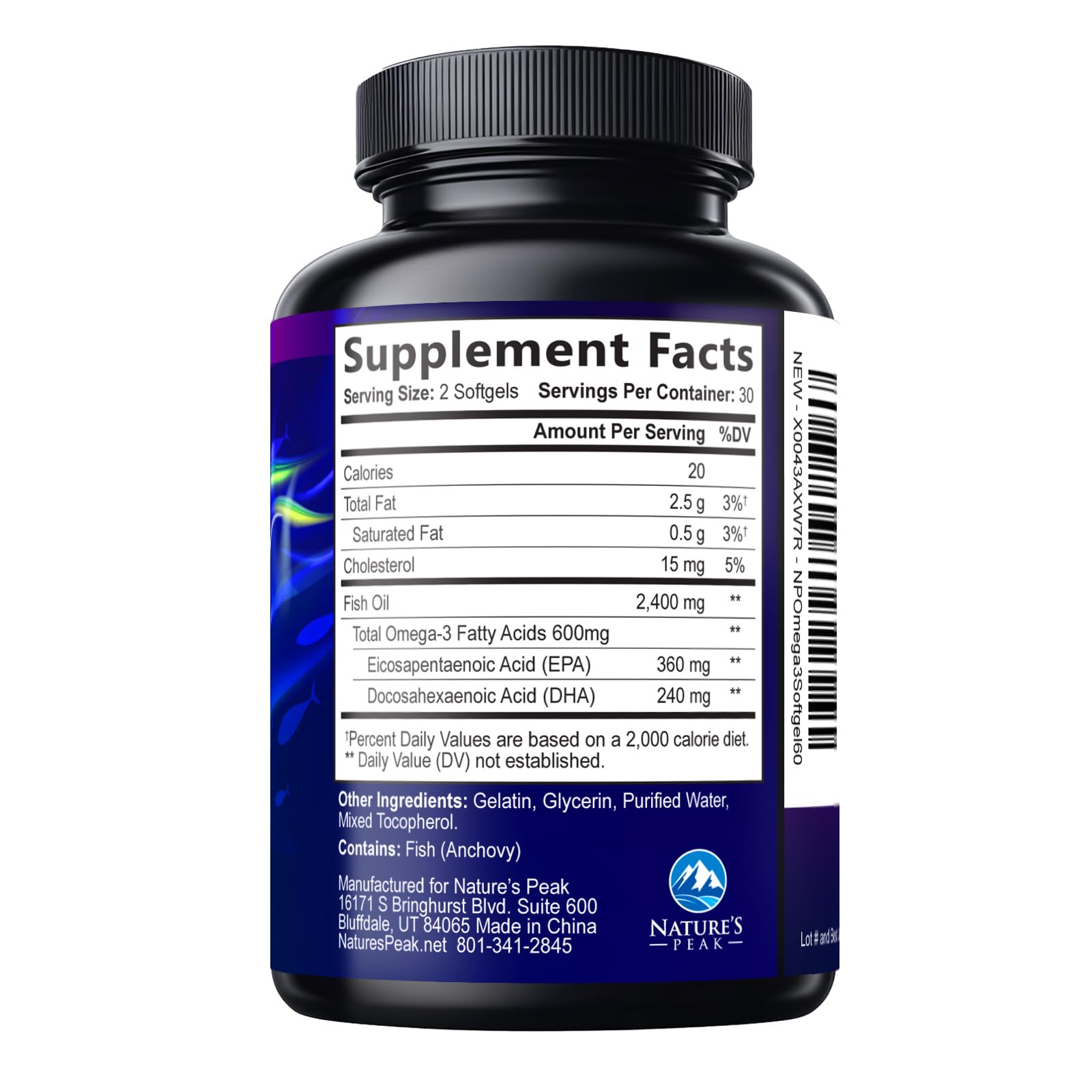 Nature's Peak Omega3 triple-fuerza; fórmula potente para apoyo diario.