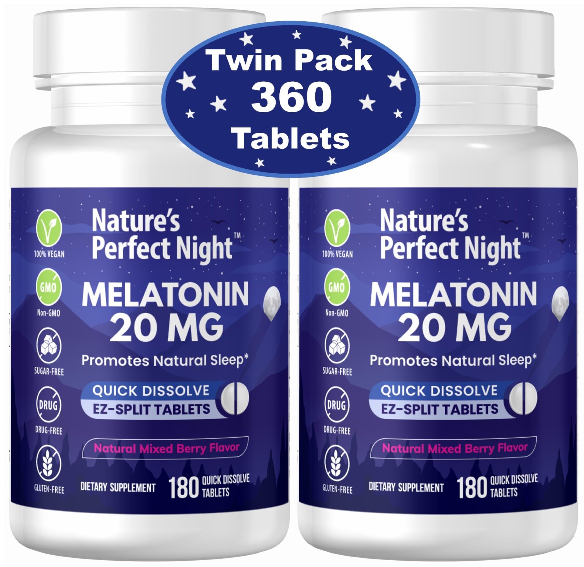 Nature's Perfect Night Melatonina 20mg, tableta de disolución rápida para dormir más cómodo