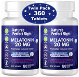 Nature's Perfect Night Melatonina 20mg, tableta de disolución rápida para dormir más cómodo