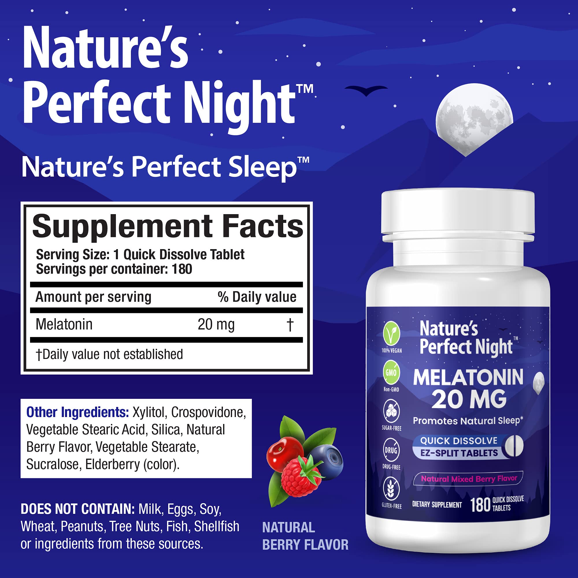 Nature's Perfect Night sabor frutos rojos mixtos, experiencia agradable al dormir