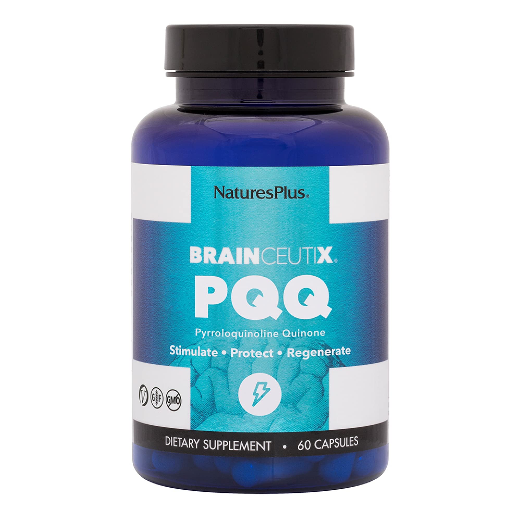Nature's Plus Brainceutix PQQ, botella de cápsulas veganas para energía cerebral