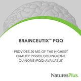 Brainceutix PQQ de Nature's Plus en la etiqueta frontal, claridad de pensamiento