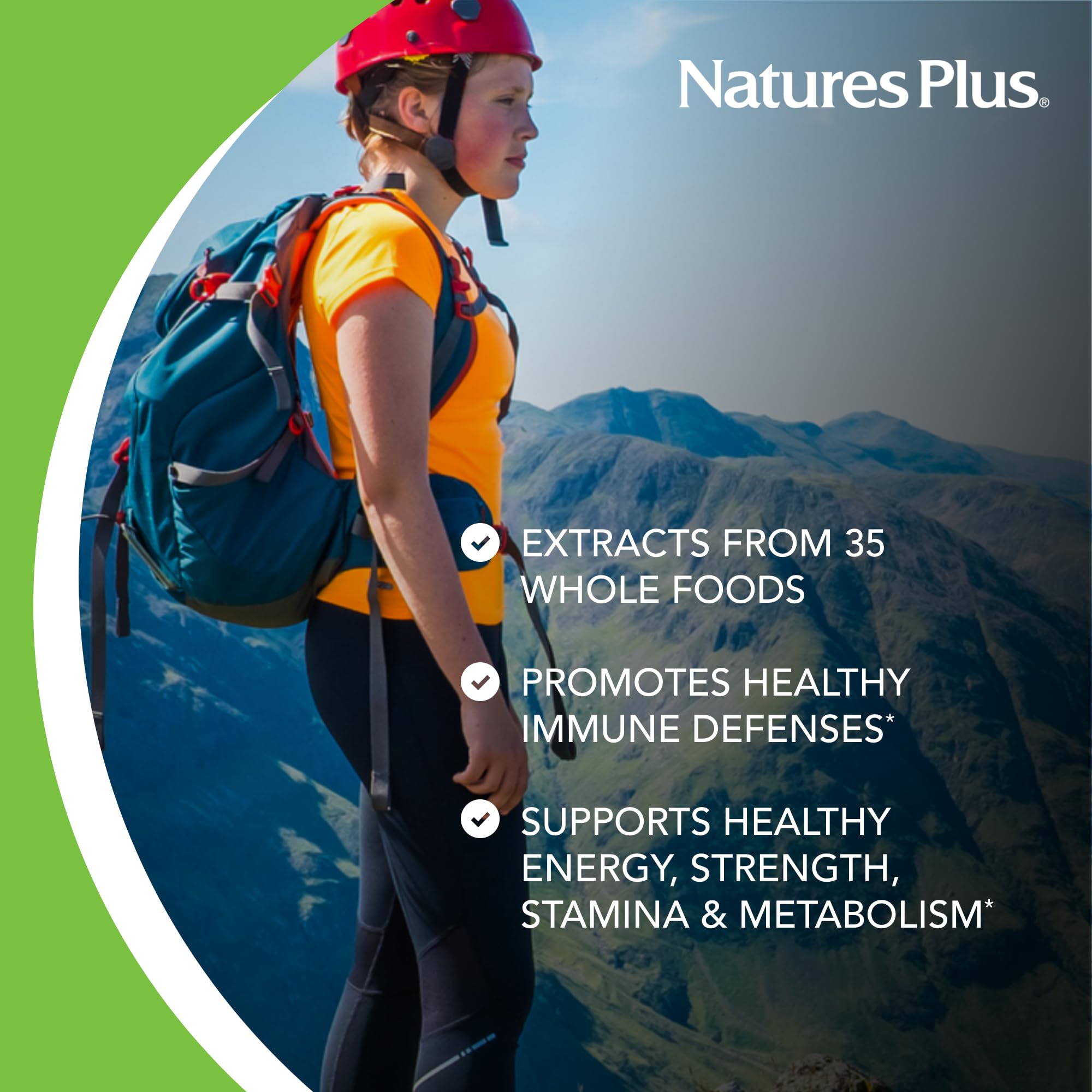 Nature's Plus Source of Life Garden Mujer, caja de producto sin gluten y vegano.