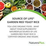 Nature's Plus Fuente de Vida Jardín Arroz de Levadura Roja, potencia estandarizada para resultados consistentes.