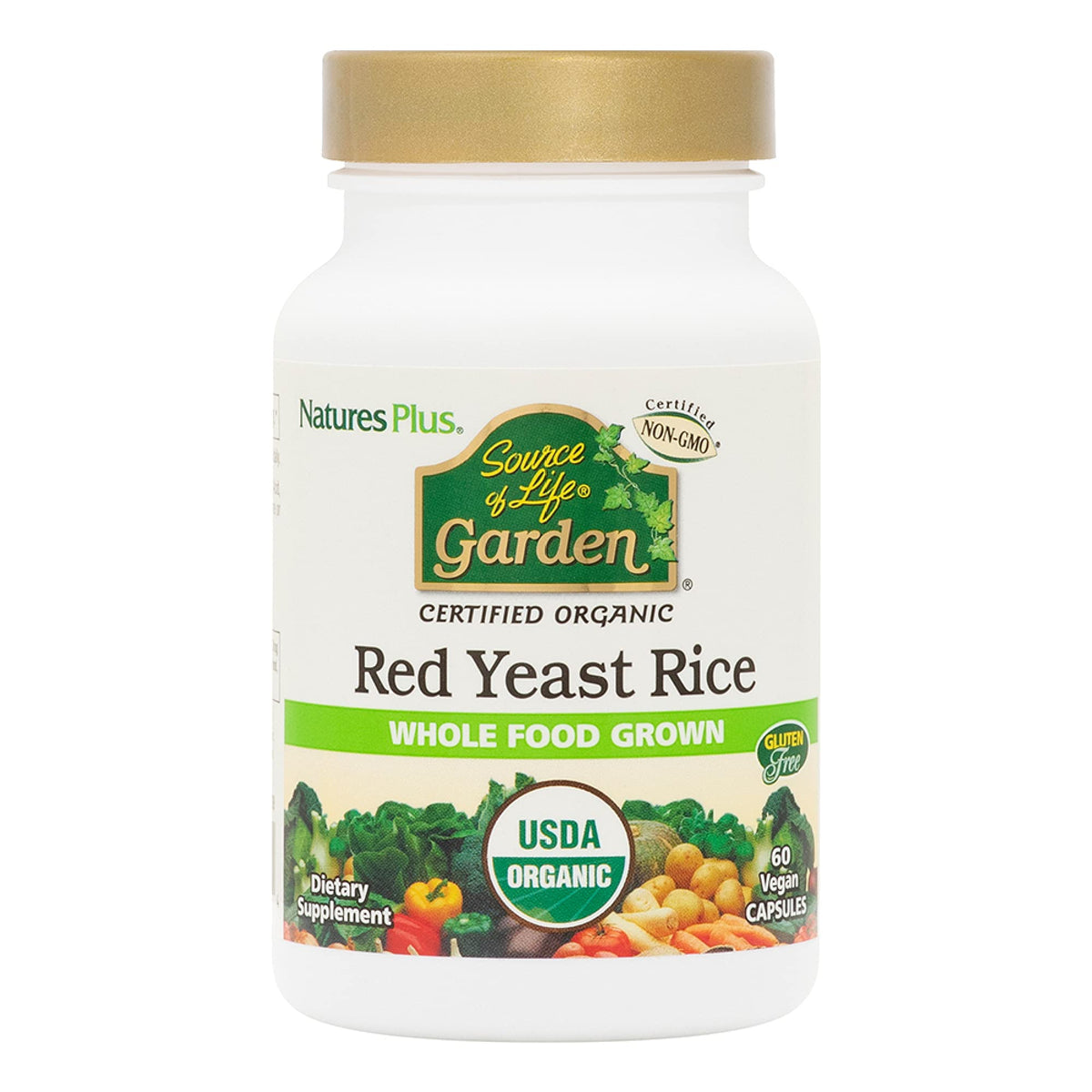 Nature's Plus Fuente de Vida Jardín Arroz de Levadura Roja, presentación de 60 cápsulas para uso diario.