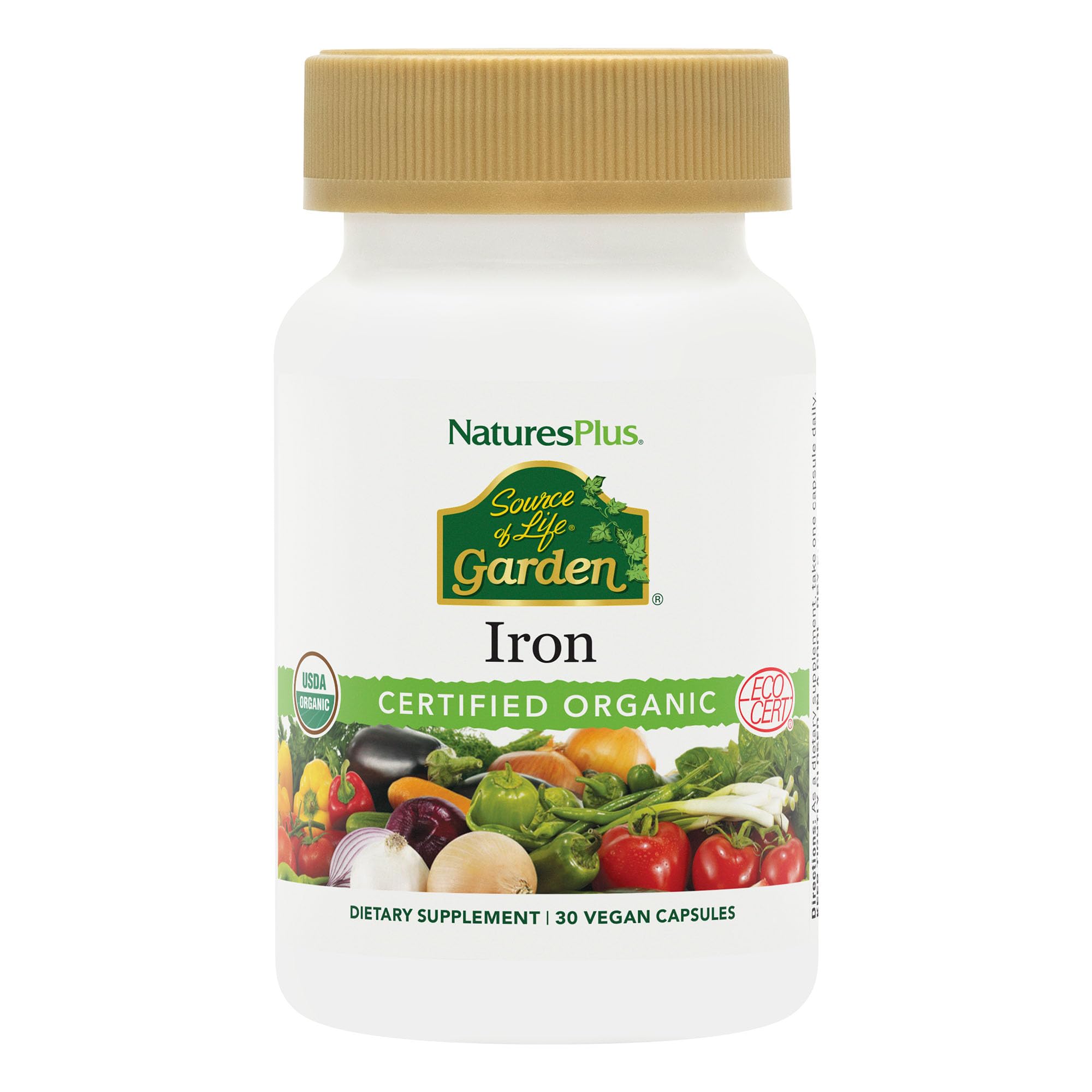 Nature's Plus Source of Life Garden Iron, cápsulas en bote, liberación rápida para energía diaria