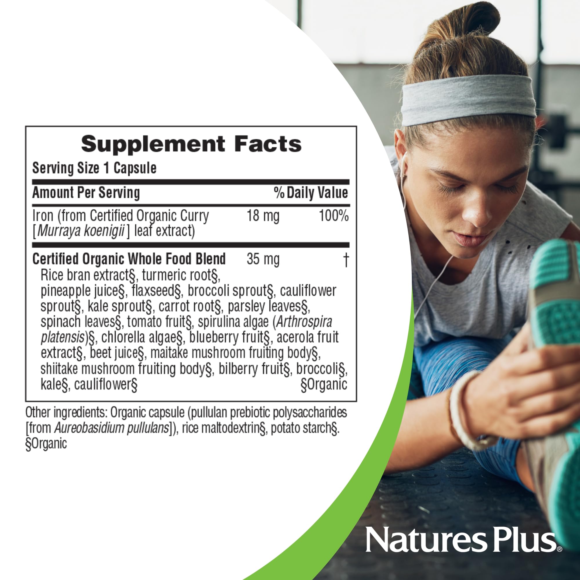 Nature's Plus Source of Life Garden Iron, cápsulas fáciles de consumir cada día