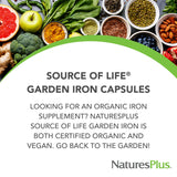 Nature's Plus Source of Life Garden Iron, contiene más de 20 extractos vegetales