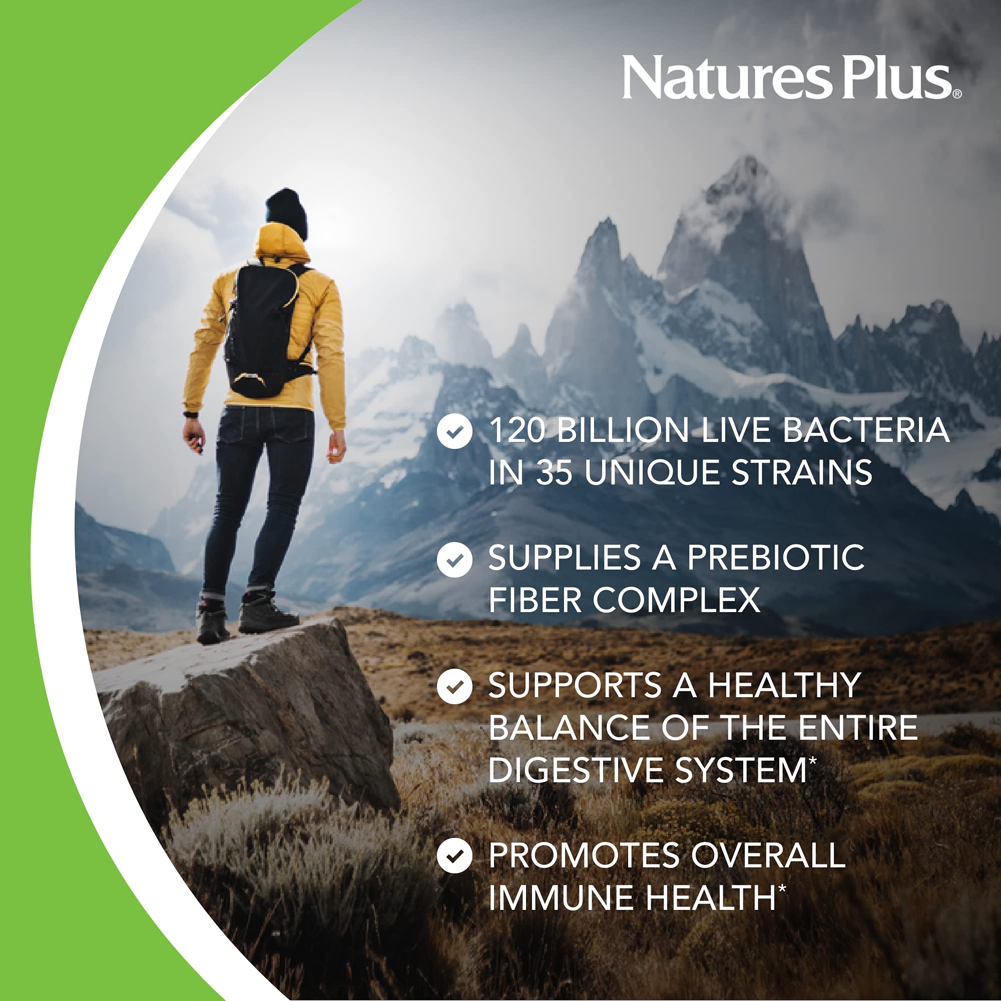 Nature's Plus GI Natural Probiotic Mega, cápsulas, textura suave para tomar diariamente.