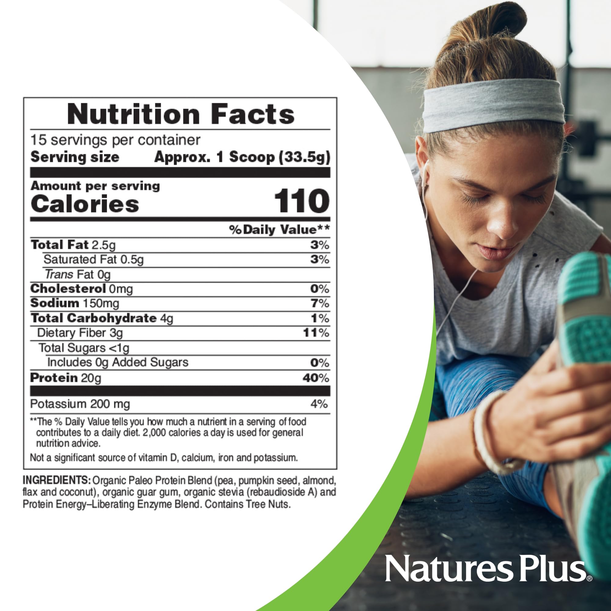 Nature's Plus Organic Paleo Protein etiqueta y certificaciones, garantiza calidad y trazabilidad
