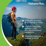 Nature's Plus Probiotico Natural para Mujeres etiqueta: información clara de uso e ingredientes.