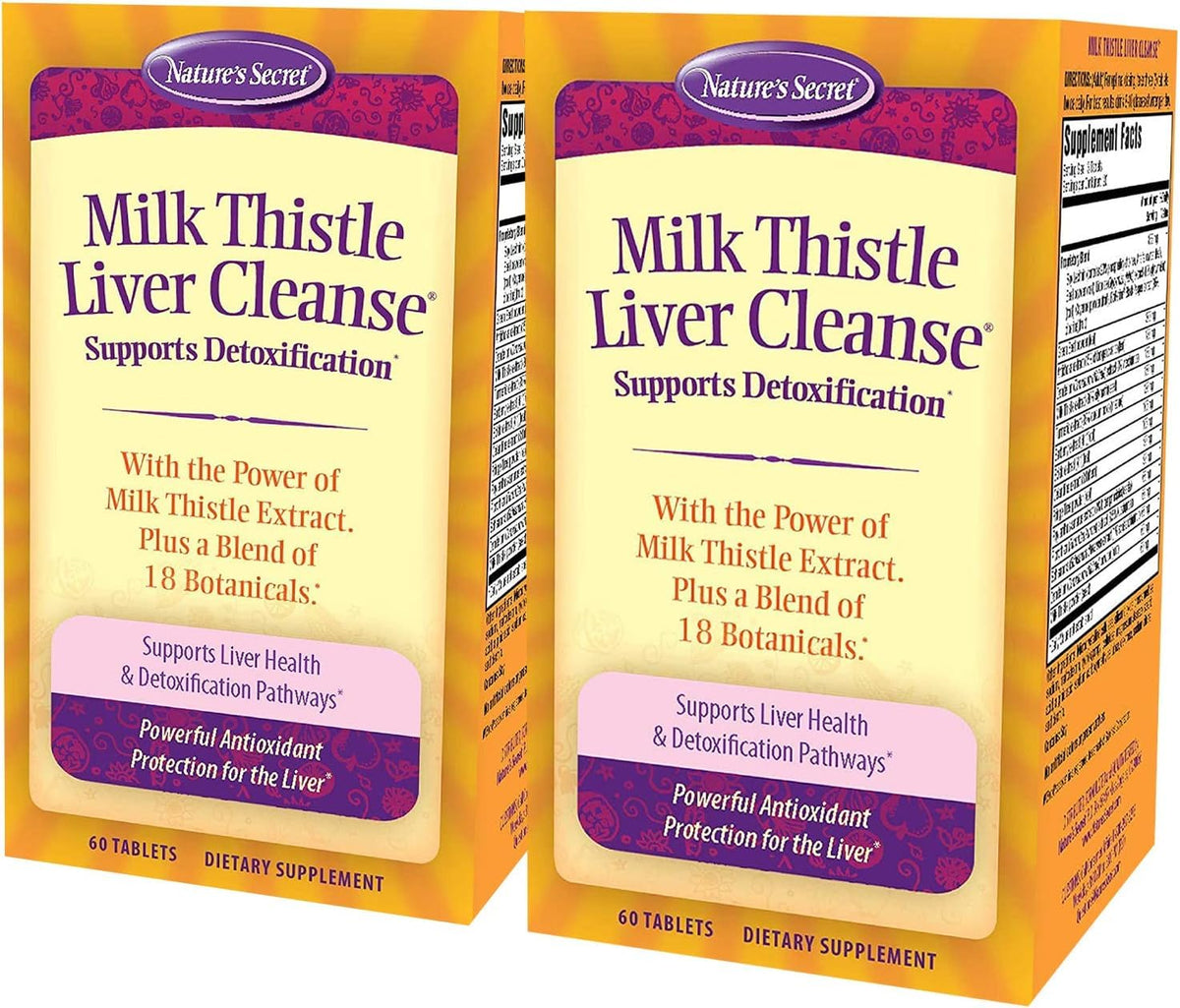 Nature's Secret Milk Thistle Liver Cleanse, botella visible, apoya la función hepática diaria